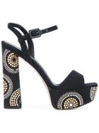Le Silla Studded Block Heel Sandals - Black