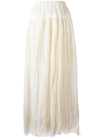 Aodress Gathered Waist Skirt, Women's, White, Silk/cotton