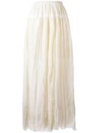 Aodress Gathered Waist Skirt, Women's, White, Silk/cotton