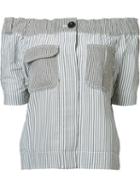 Sacai Off-the-shoulder Blouse, Women's, Size: 1, White, Polyester/cotton