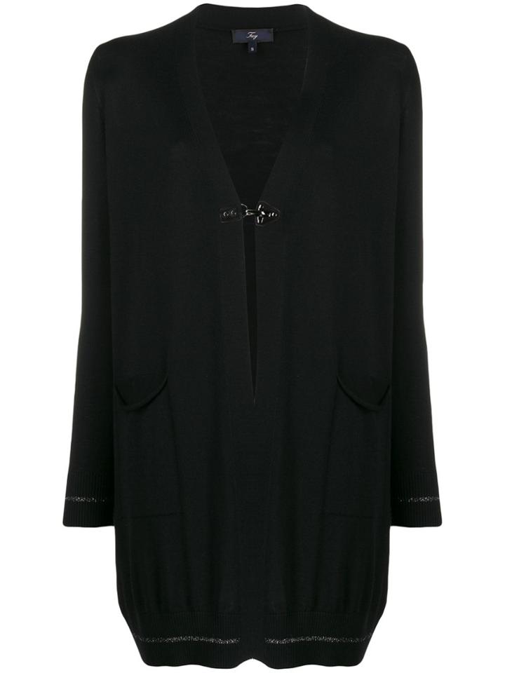 Fay Long Line Cardigan - Black