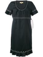 Fay - Studded Trim Contrast Dress - Women - Cotton/spandex/elastane - Xl, Black, Cotton/spandex/elastane