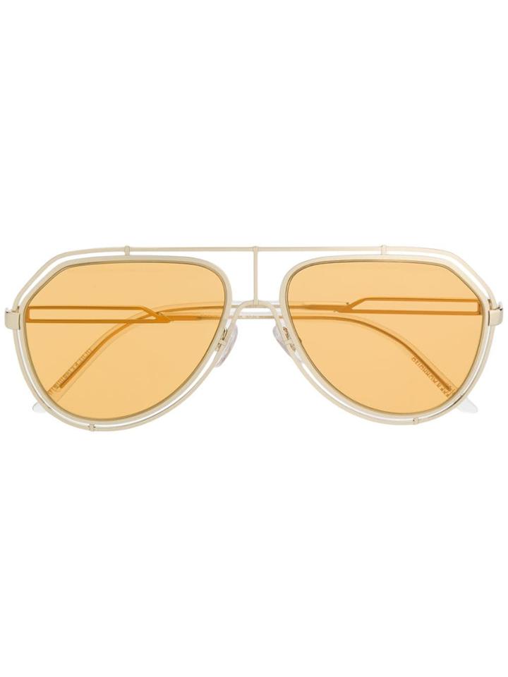 Dolce & Gabbana Eyewear Orange Lens Aviator Sunglasses - Gold