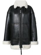 Vera Wang Metallic Patches Oversized Jacket - Black
