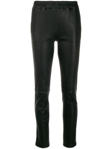 Arma Leather Skinny Cropped Trousers - Black