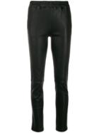 Arma Leather Skinny Cropped Trousers - Black