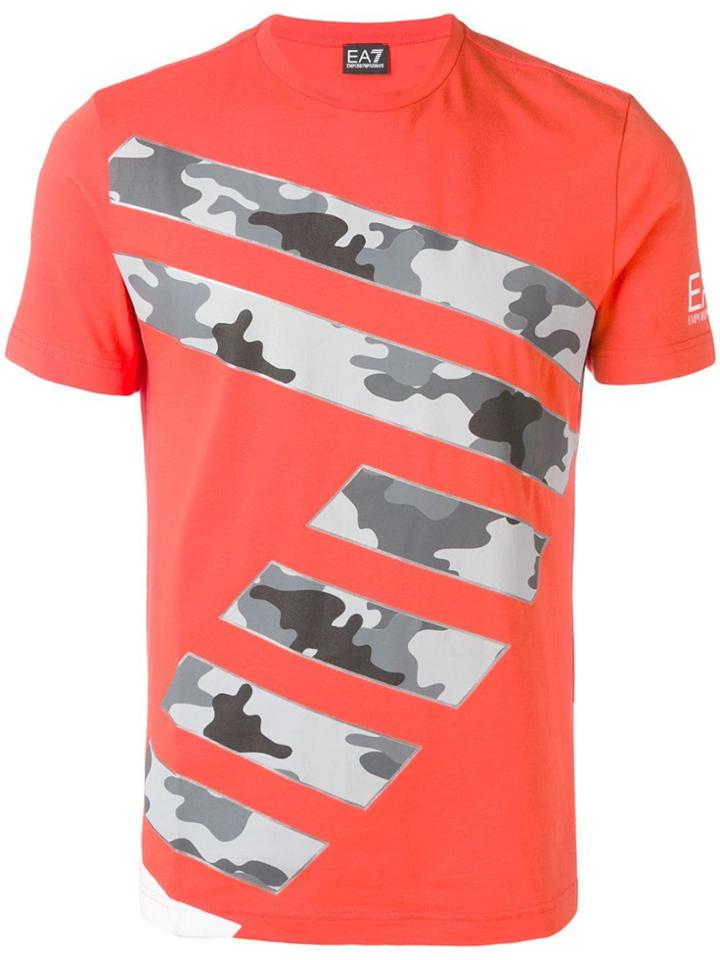 Ea7 Emporio Armani Camouflage Print Detail T-shirt - Orange