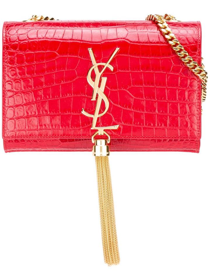 Saint Laurent Small 'kate Monogram' Shoulder Bag, Women's, Red, Leather