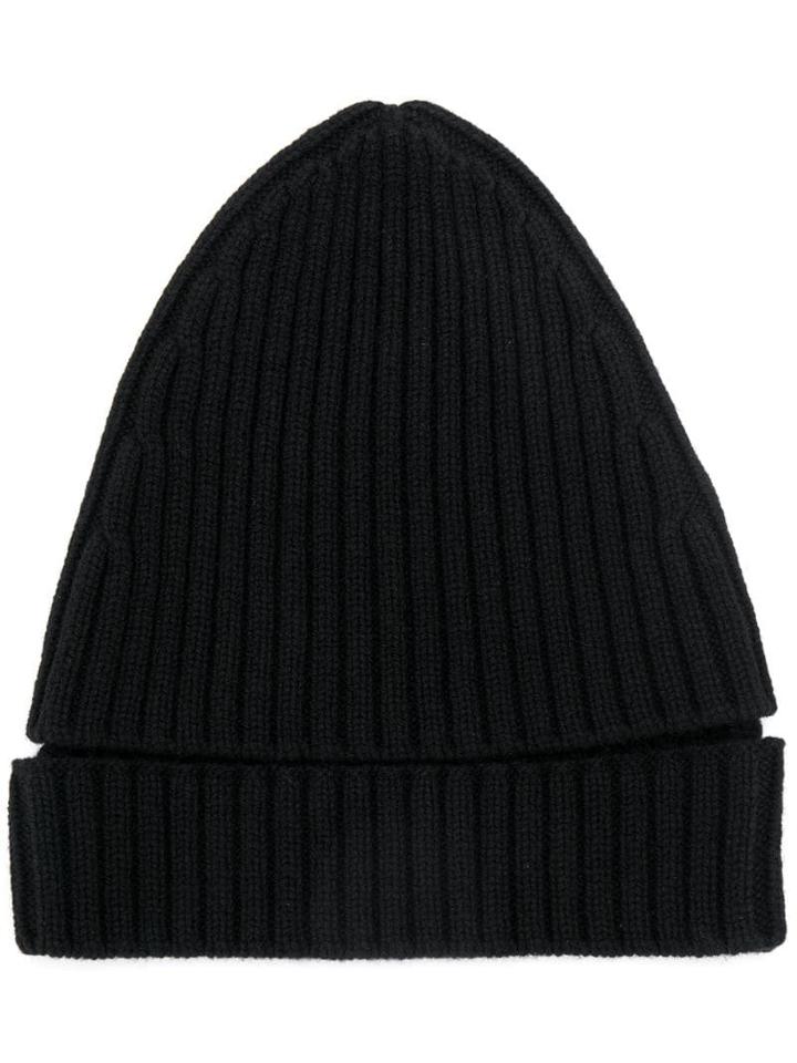 Colville Ribbed Knit Cut-out Beanie - Black