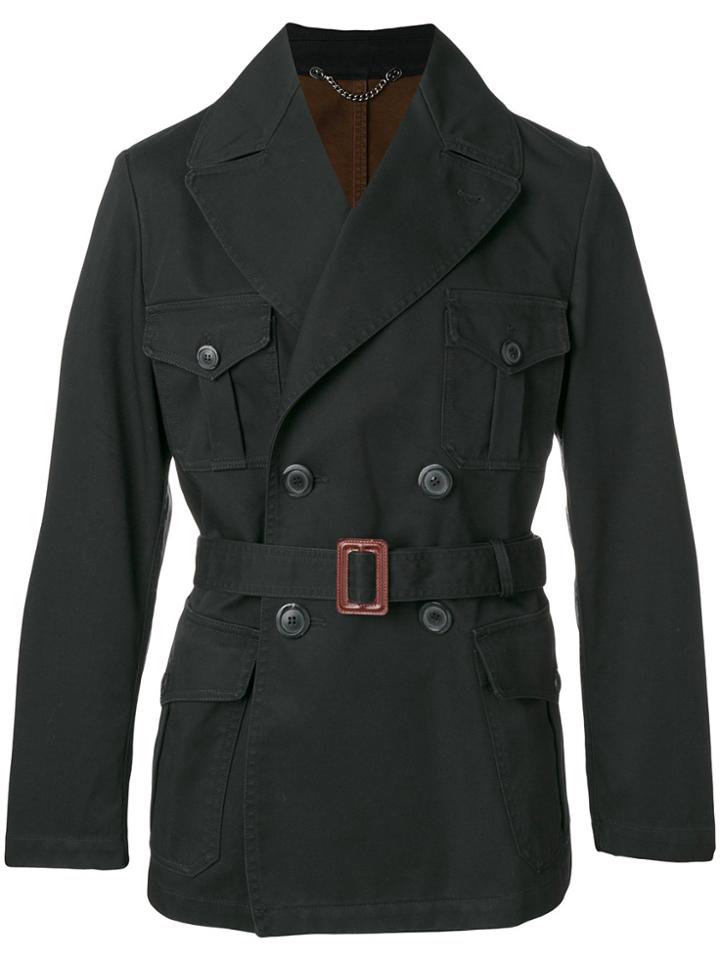 Doppiaa Sahariana Belted Jacket - Black