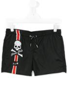 Philipp Plein Kids Logo Print Swim Shorts, Boy's, Size: 16 Yrs, Black