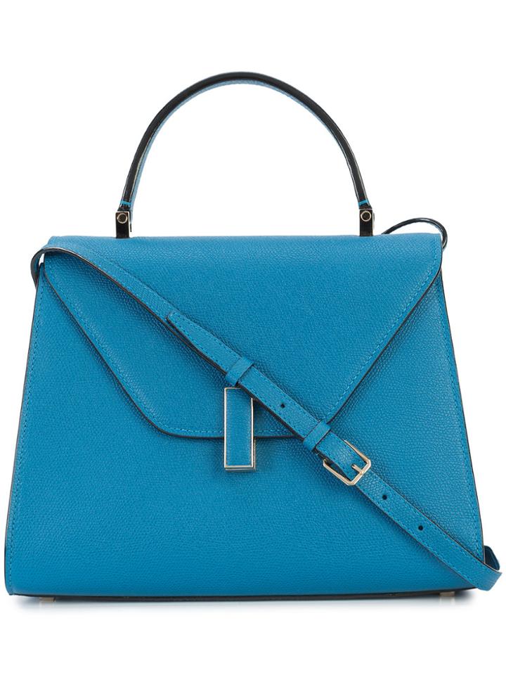 Valextra Structured Trapezoid Shoulder Bag - Blue