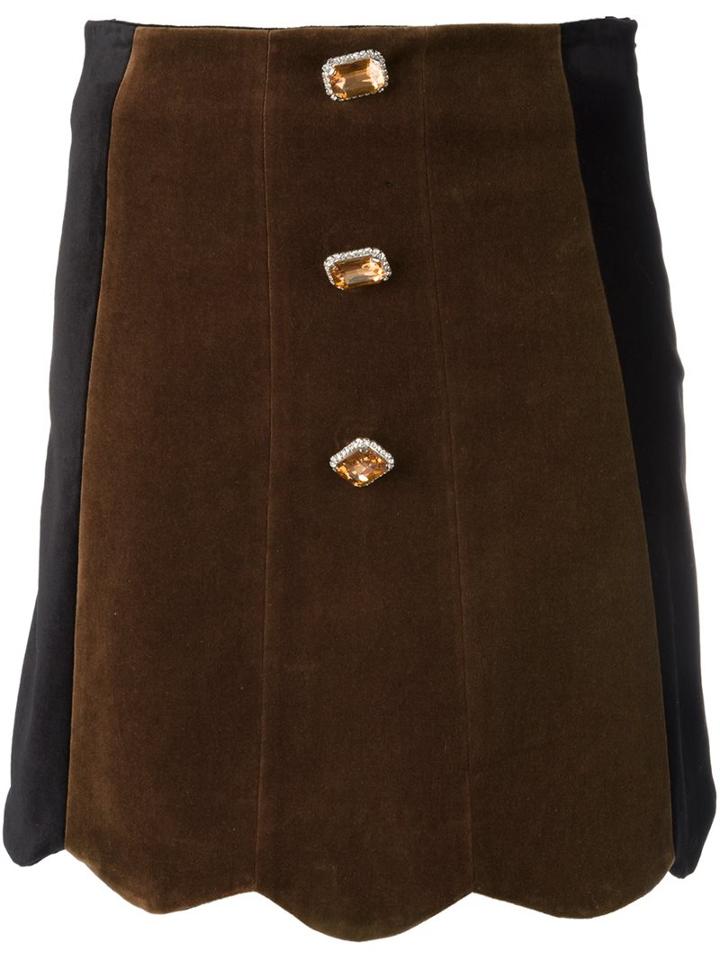 Vivetta Scallop Hem Skirt, Women's, Size: 40, Brown, Cotton/polyester/spandex/elastane/acetate