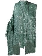 Magda Butrym - Asymmetric Sleeve Top - Women - Silk/polyester - 36, Green, Silk/polyester