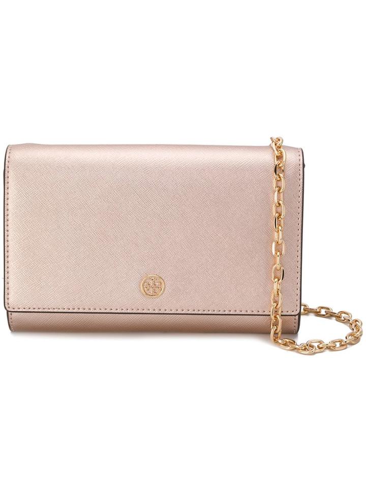 Tory Burch Robinson Metallic Chain Wallet - Pink & Purple