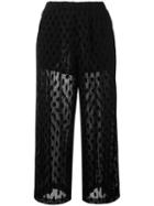 Mcq Alexander Mcqueen - Cropped Sheer Trousers - Women - Polyamide/polyester/spandex/elastane/viscose - 42, Black, Polyamide/polyester/spandex/elastane/viscose