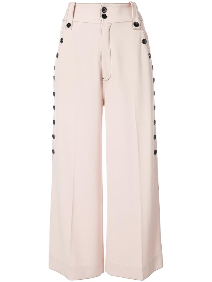 Derek Lam 10 Crosby Culotte With Button Detail - Nude & Neutrals