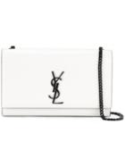 Saint Laurent Medium Kate Monogram Satchel Bag, Women's, White, Calf Leather
