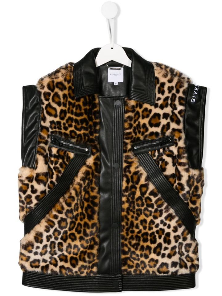 Givenchy Kids Leopard Print Gilet - Brown