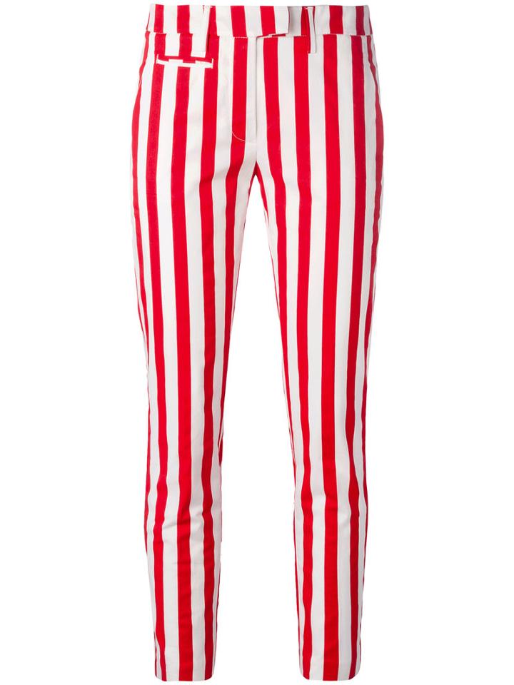 Dondup Striped Cropped Pants, Women's, Size: 27, Red, Cotton/spandex/elastane