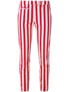 Dondup Striped Cropped Pants, Women's, Size: 27, Red, Cotton/spandex/elastane
