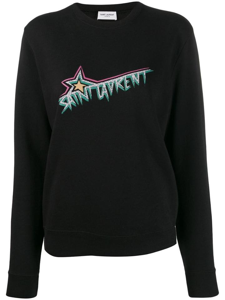 Saint Laurent Logo Print Sweatshirt - Black