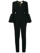 Roksanda Margot Bell Sleeve Jumpsuit, Women's, Size: 8, Black, Viscose/polyester/spandex/elastane