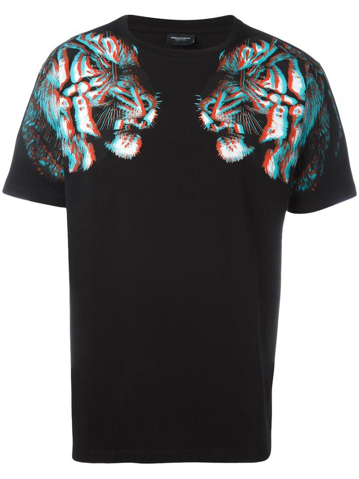Marcelo Burlon County Of Milan Tiger Hologram Print T-shirt, Men's, Size: Medium, Black, Cotton/polyester