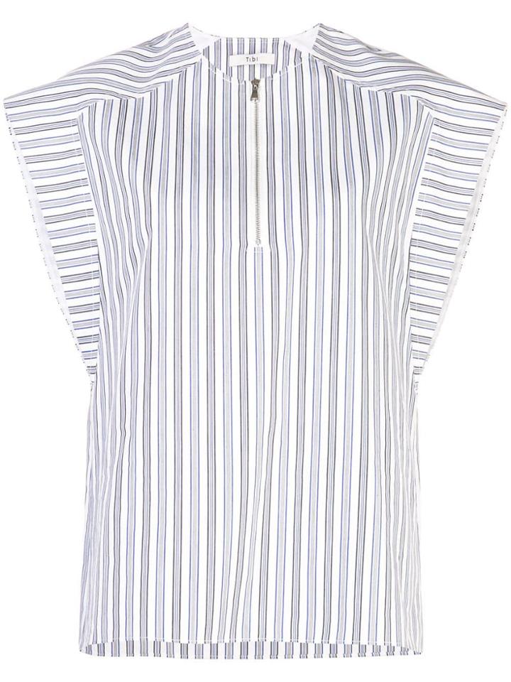 Tibi Liam Stripe Sleeveless Top - White