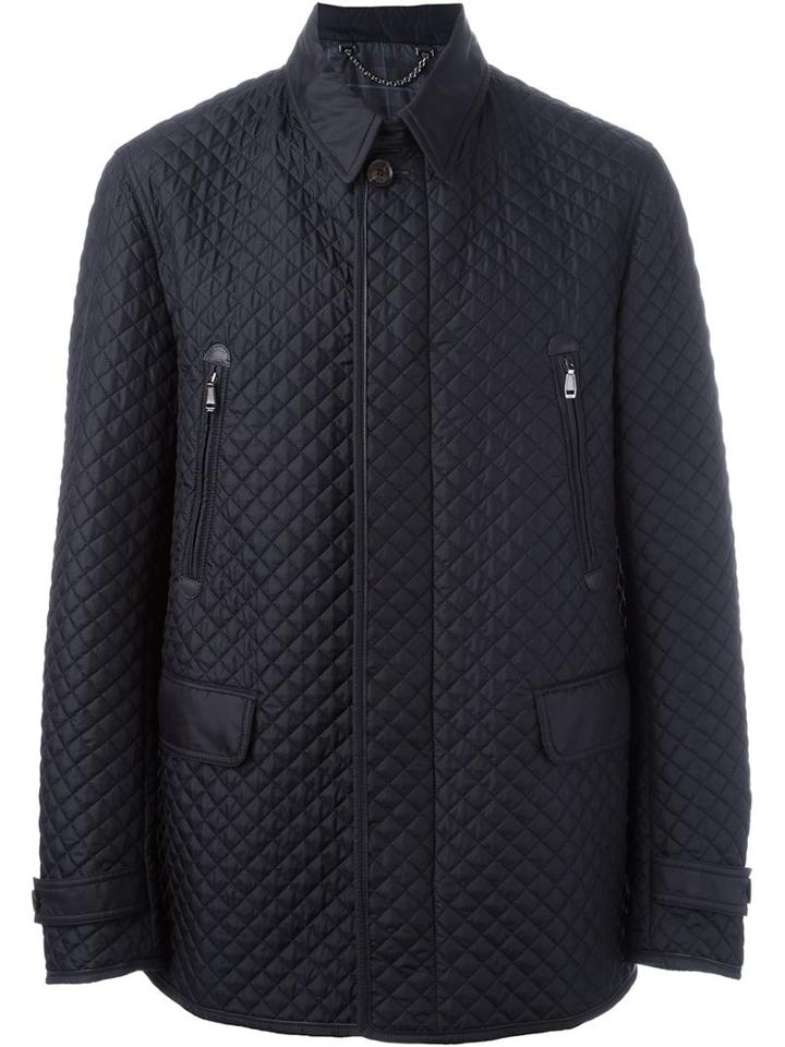 Brioni Zipper And Flap Pockets Jacket, Men's, Size: Large, Blue, Silk