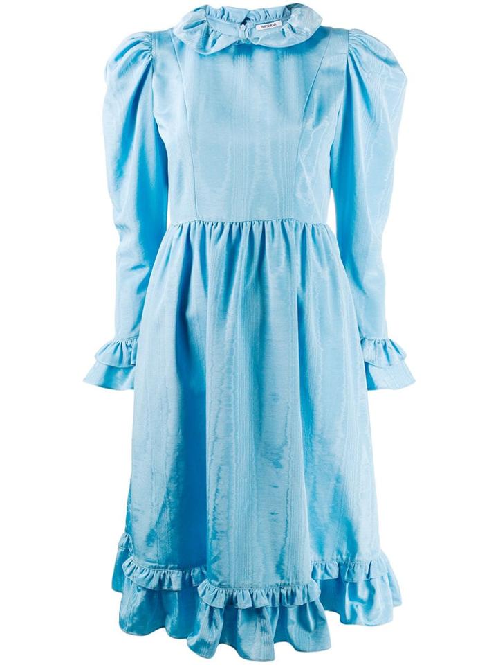 Batsheva Sheen Ruffled Midi Dress - Blue