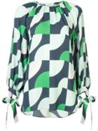 Layeur Geometric Long-sleeve Blouse - Green