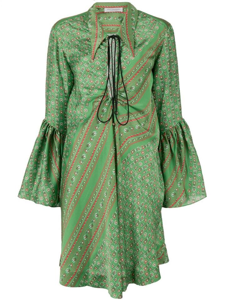 Philosophy Di Lorenzo Serafini Ruffled Sleeve Dress - Green