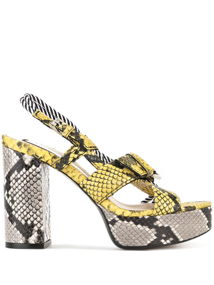 Nº21 Snakeskin Print Sandals - Yellow