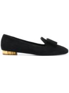 Salvatore Ferragamo Round Toe Ballerina Shoes - Black