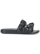 Michael Michael Kors Ruffle Trim Slides - Black
