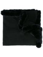N.peal Woven Long Shawl, Women's, Black, Rabbit Fur/cashmere