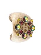 Chanel Vintage Brushed Jeweled Cuff - Metallic