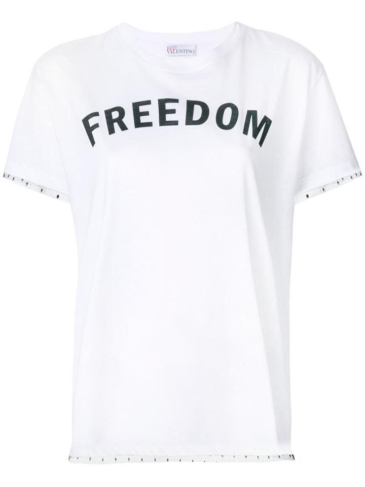 Red Valentino Lace Trim Freedom T-shirt - White