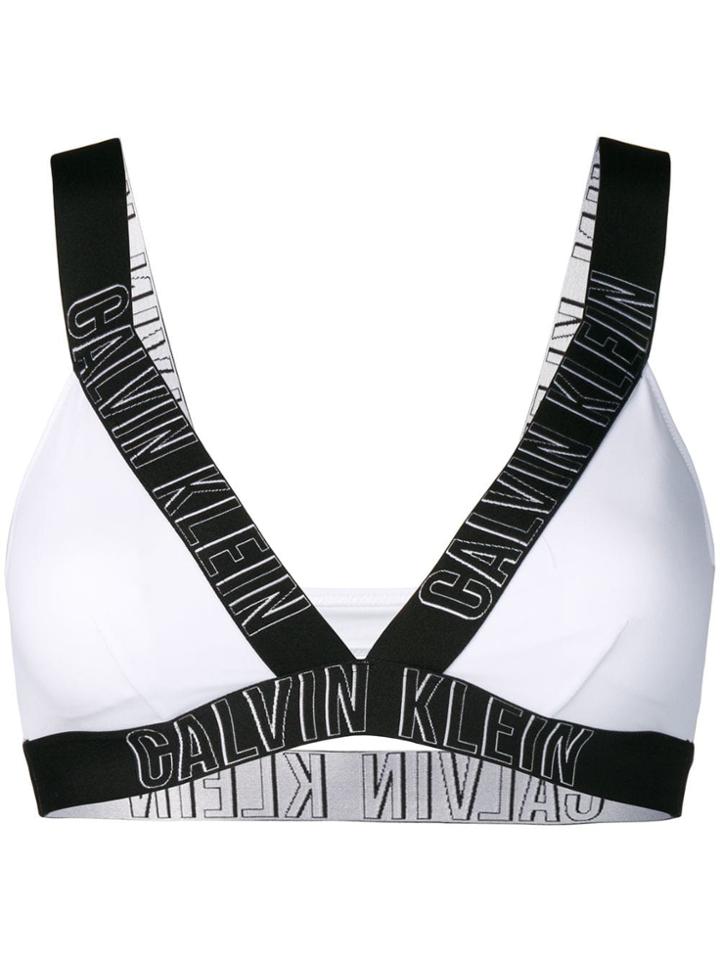 Calvin Klein Logo Bikini Top - White