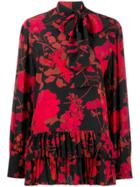 Valentino Floral Print Pleated Blouse - Black