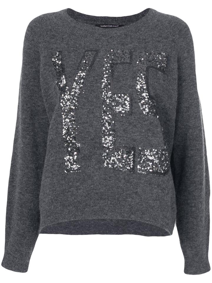Luisa Cerano Glittered Trim Sweater - Grey