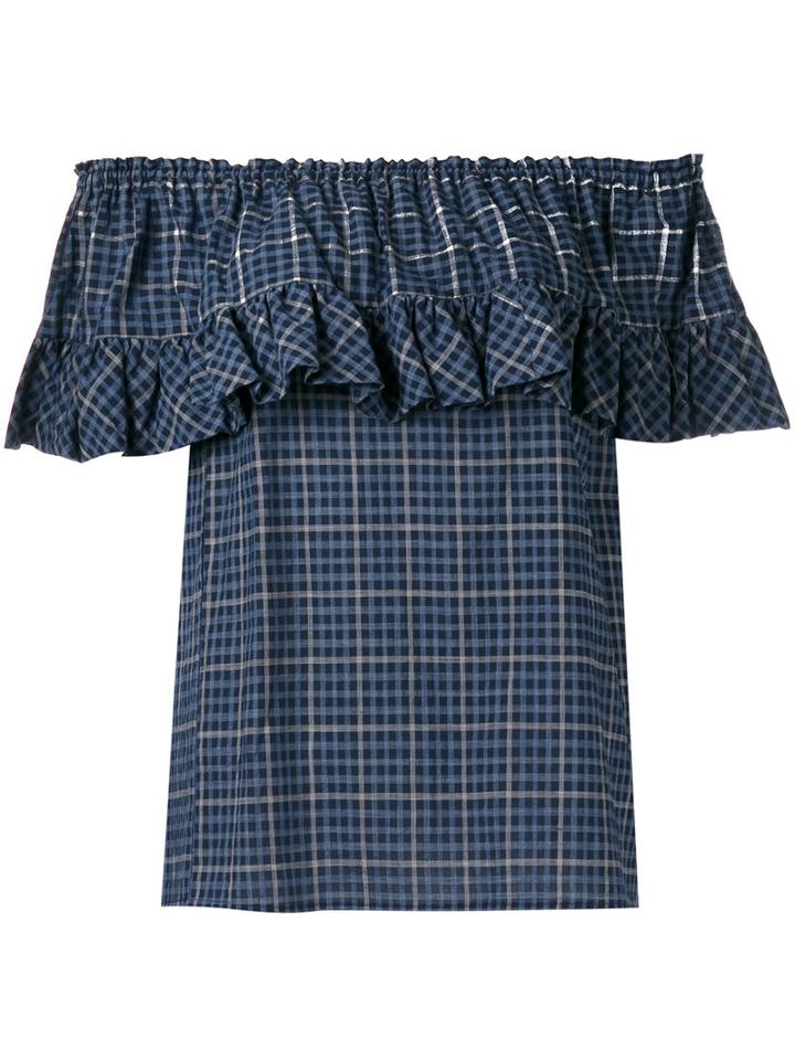 Hache - Ruffled Blouse - Women - Cotton - 44, Blue, Cotton