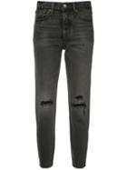 Levi's High-rise Ripped Cropped Jeans, Women's, Size: 30, Black, Cotton