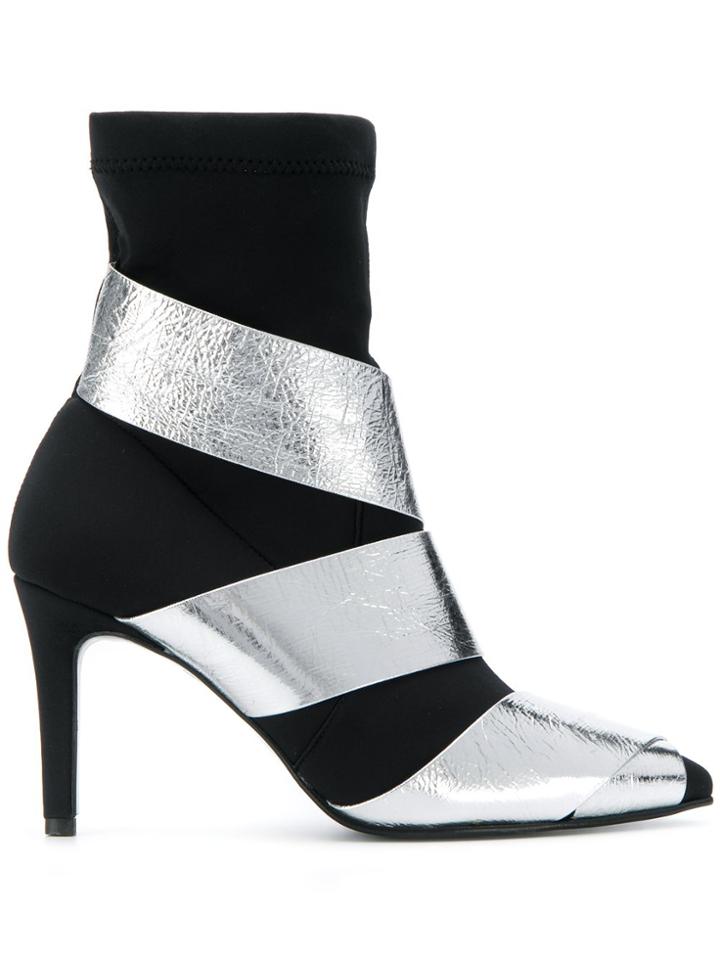 Ultràchic Foil Wrapped Ankle Boots - Silver
