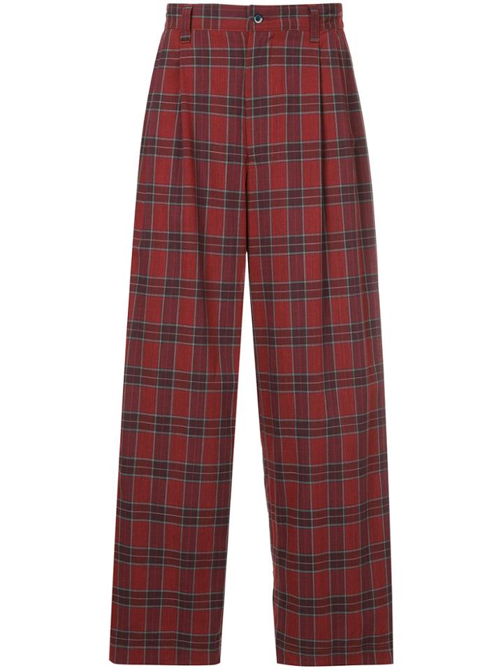 Facetasm Wide-leg Tartan Trousers - Red