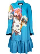 Dries Van Noten - Floral Coat - Women - Cotton/viscose - Xs, Women's, Blue, Cotton/viscose