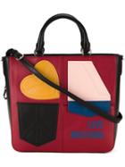 Love Moschino Medium Patches Shopping Bag, Women's, Red, Polyurethane
