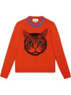 Gucci Mystic Cat Wool Knit Sweater - Orange