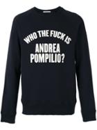 Andrea Pompilio 'who The Fuck' Sweatshirt, Men's, Size: 46, Blue, Cotton